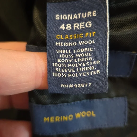 Stafford Mens Blazer Sport Coat 48R Herringbone Merino Wool Gray - Picture 8 of 10